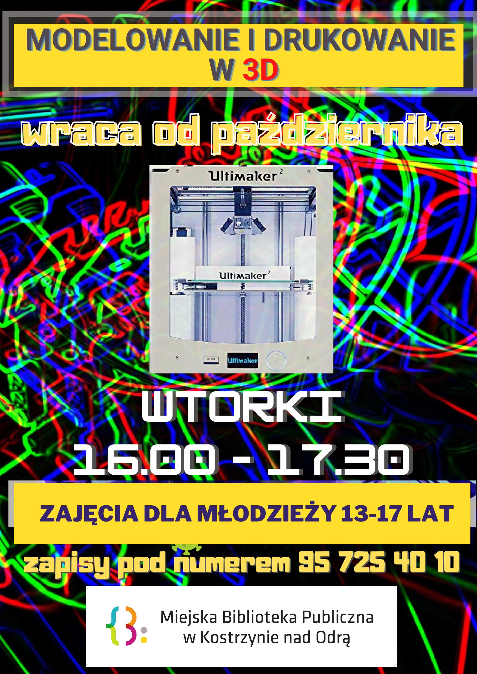 informacje dot. zajęć w pracowni drukarki 3D