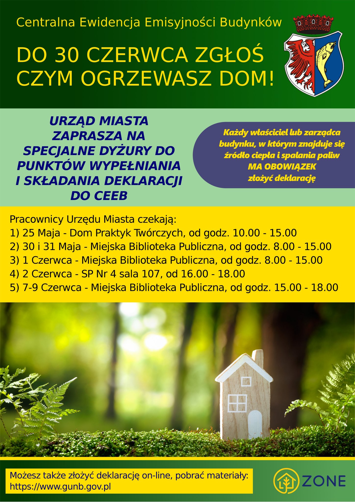 Plakat informacyjny Zgłoś czym ogrzewasz dom