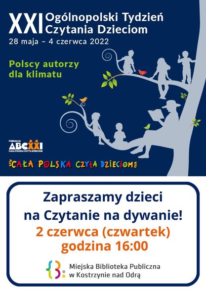 Plakat informacyjny akcji: Czytaj dziecku 20 minut dziennie - codziennie!