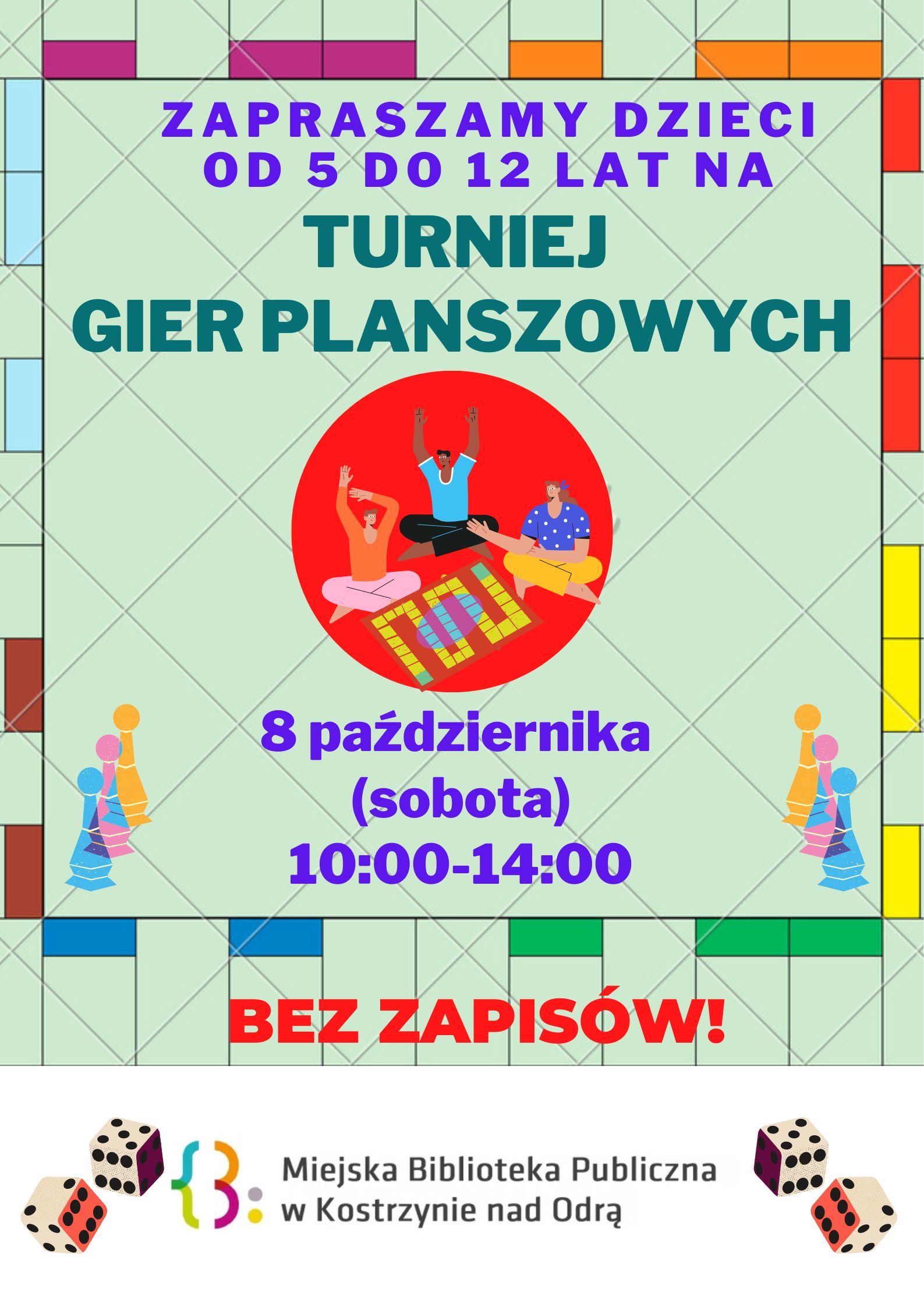 Plakat informacyjny Turniej Gier Planszowych