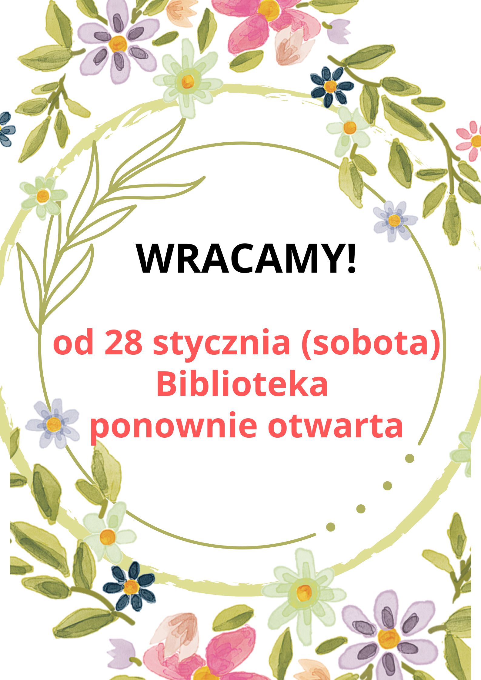 Informacja Biblioteka wraca o inwentaryzacji bibliotecznej do normalnych godzin pracy