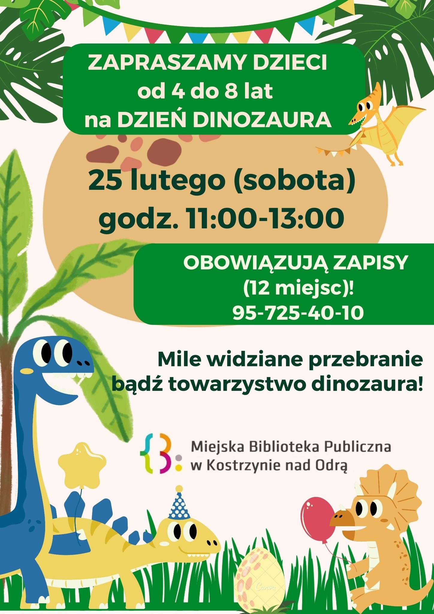 Plakat informacyjny - Dzień Dinozaura