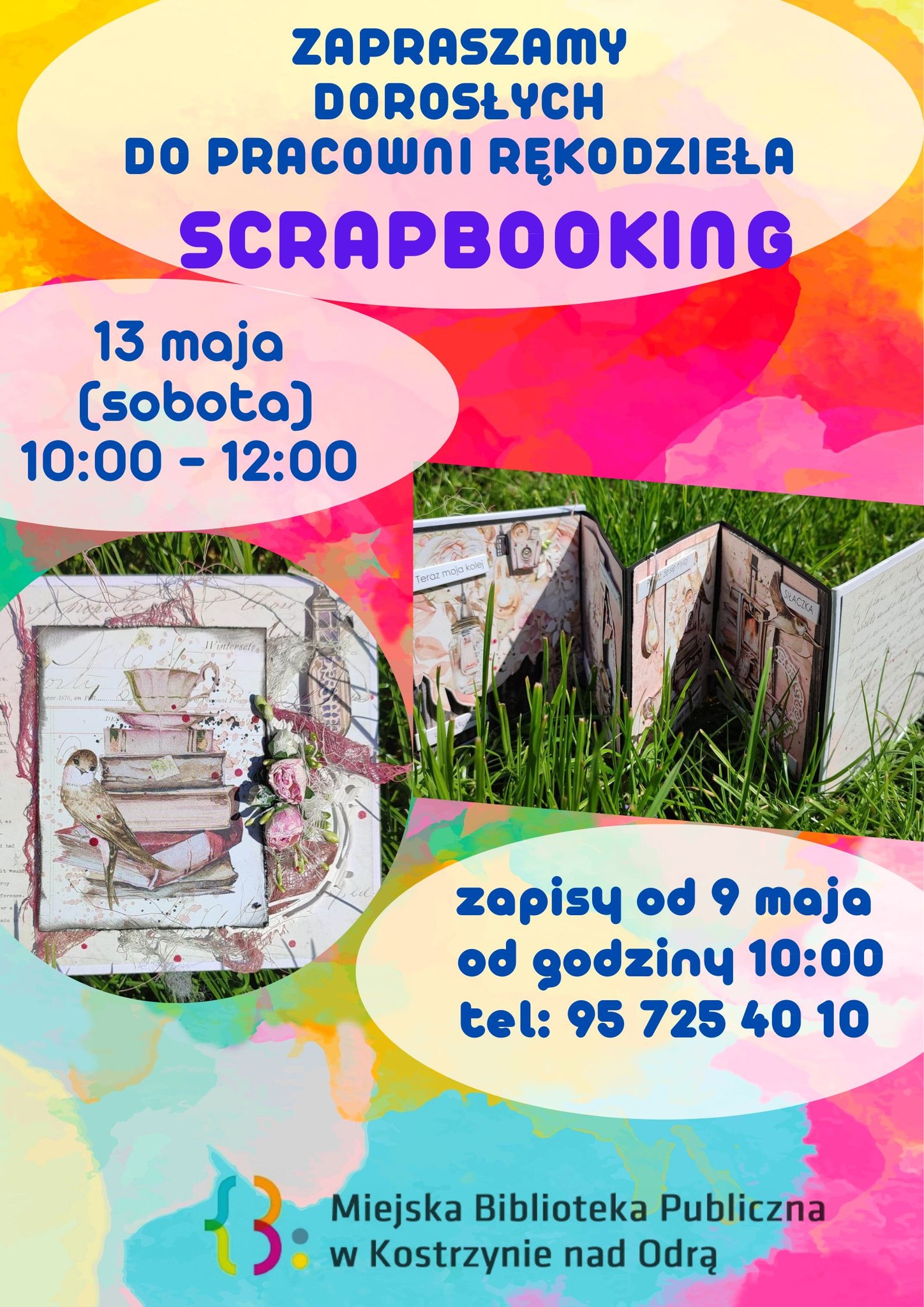 Plakat informacyjny warsztatów rękodzieła -scrapbooking