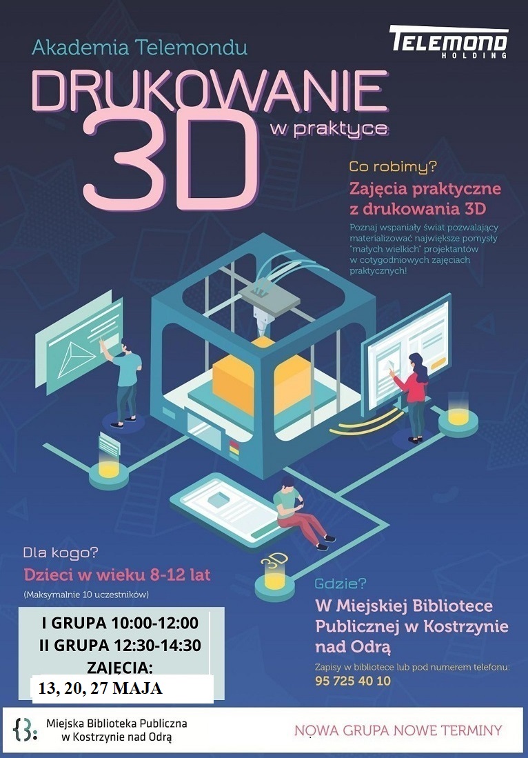 Plakat informacyjny Akademia Telemondu Drukowanie 3D