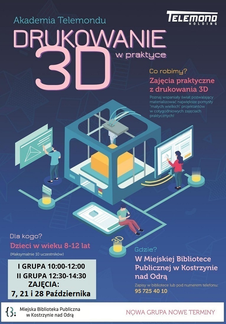 Plakat informacyjny Akademia Telemondu Drukowanie 3D