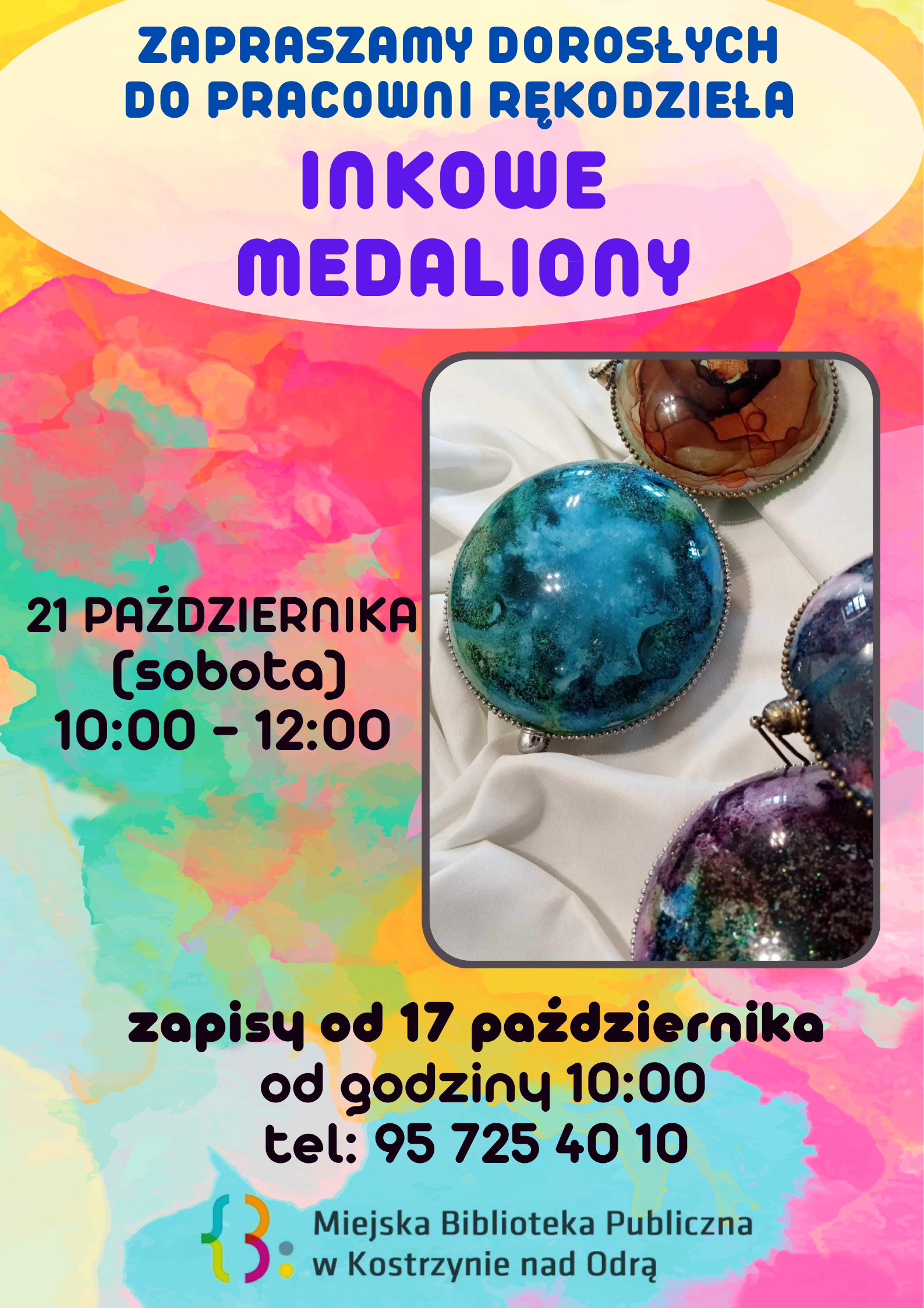 plakat informacyjny dot. zapisów na warsztaty rękodziała - Inkowe Medaliony