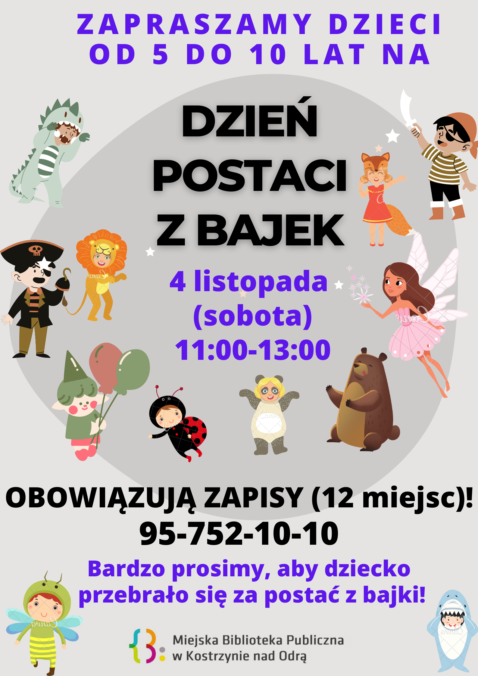 Plakat informacyjny - Dzień postaci z bajek