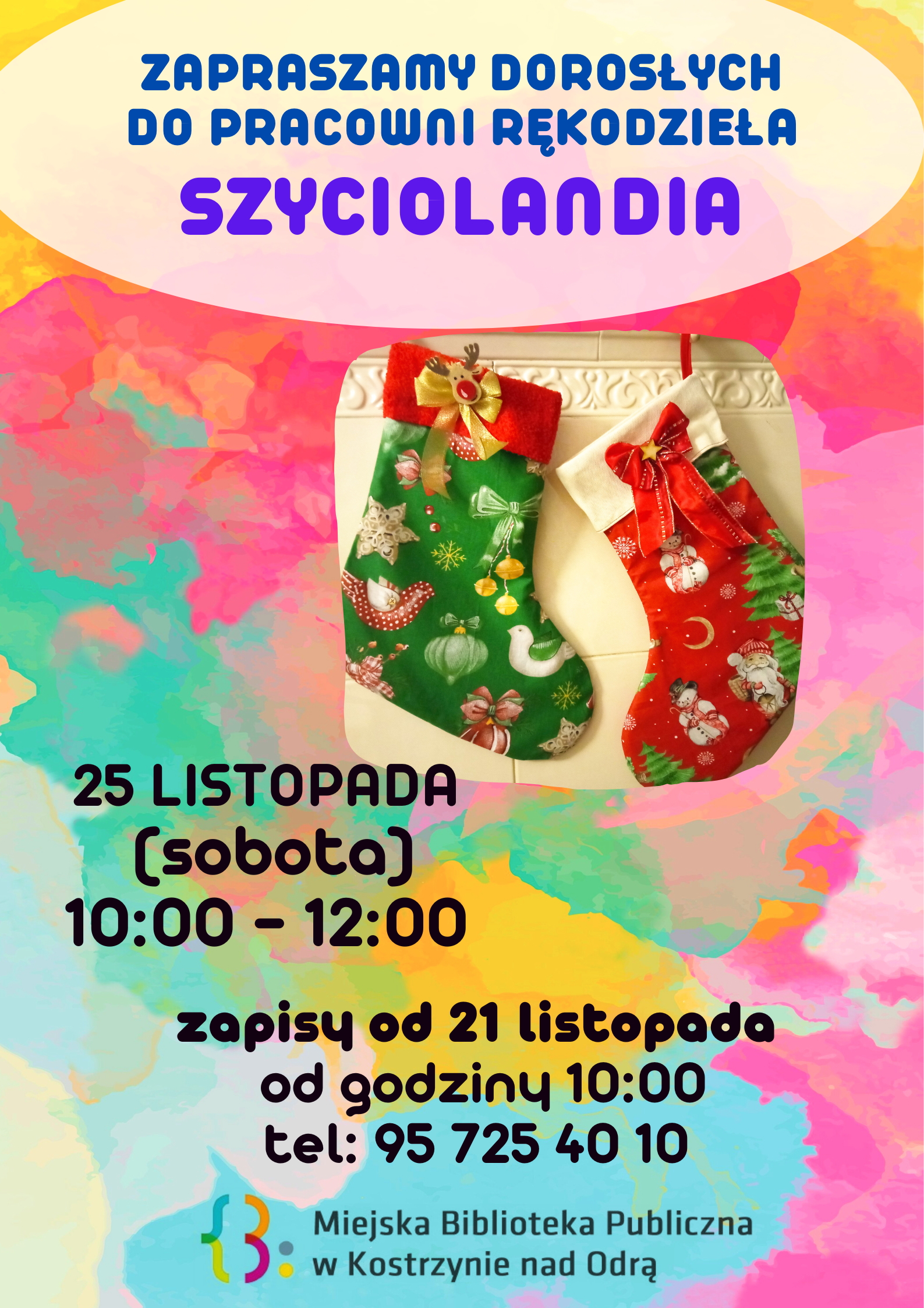 plakat informacyjny dot. zapisów na warszaty - Szyciolandia