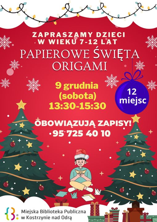 Plakat informacyjny - Papierowe święta Origami