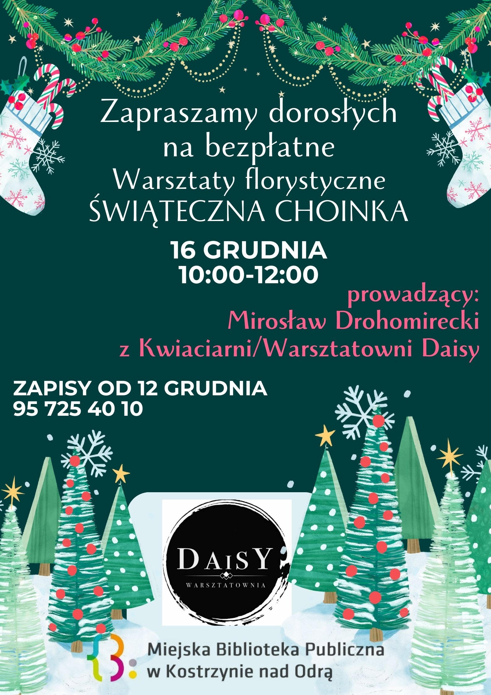 Plakat informacyjny Warsztaty florystyczne - 16.12.2023