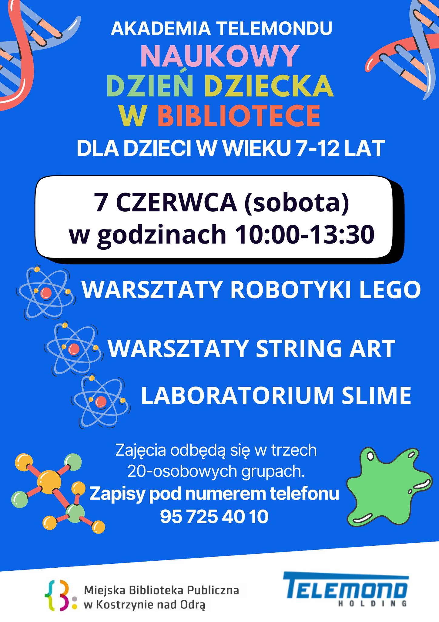 Plakat informacyjny dot wydarzenia Naukowy Dzień Dziecka