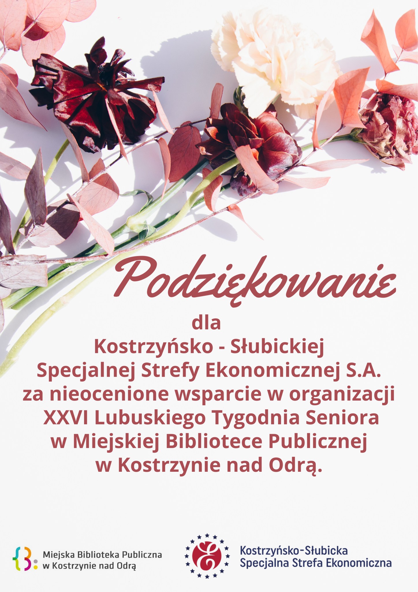 Podziękowanie za wsparcie dla Kostrzyńsko-Słubicka Specjalna Strefa Ekonomiczna S.A.