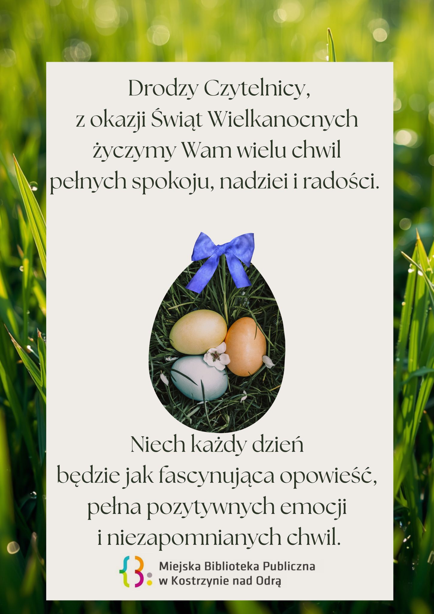 życzenia w formie plakatu z jajeczkami w środku