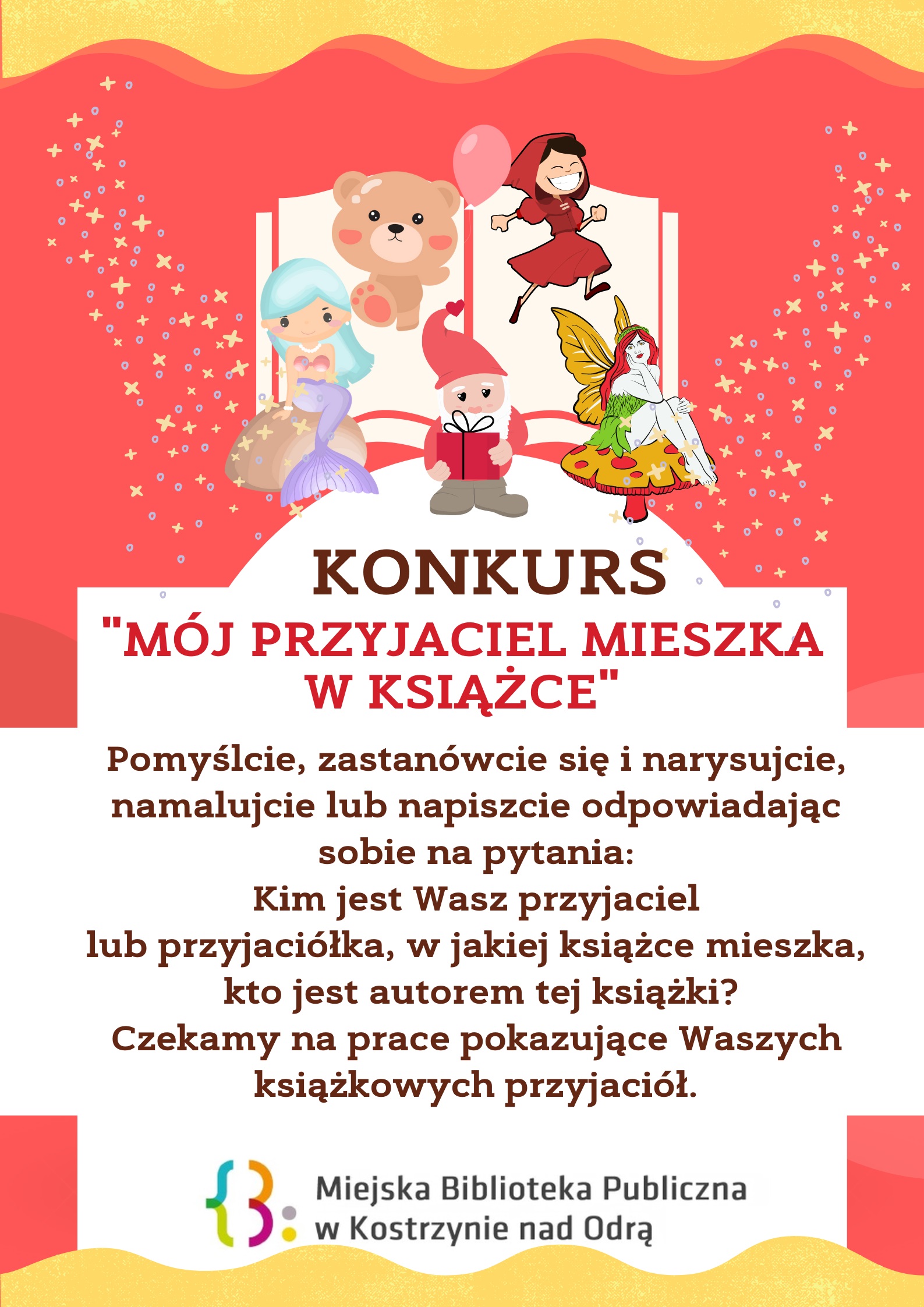 plakat informacyjny dot. konkursu na Międzynarodowy Dzień Książki dla Dzieci