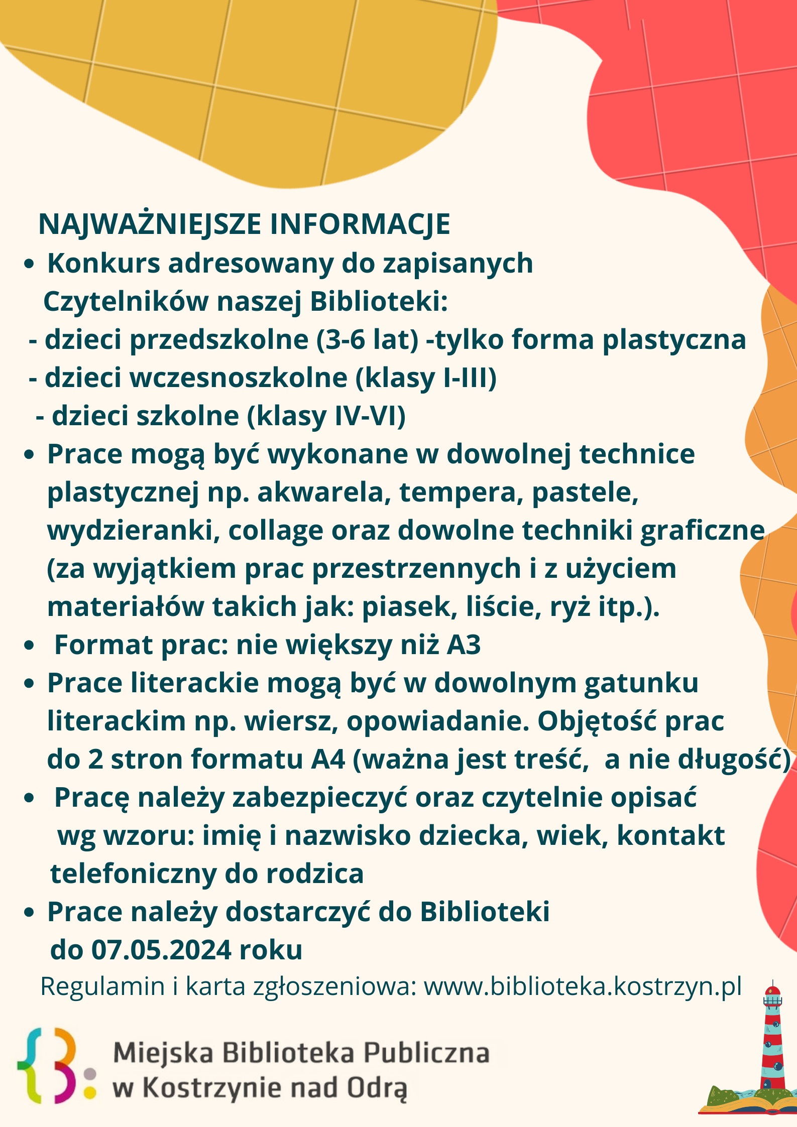 plakat informacyjny dot. konkursu na Międzynarodowy Dzień Książki dla Dzieci