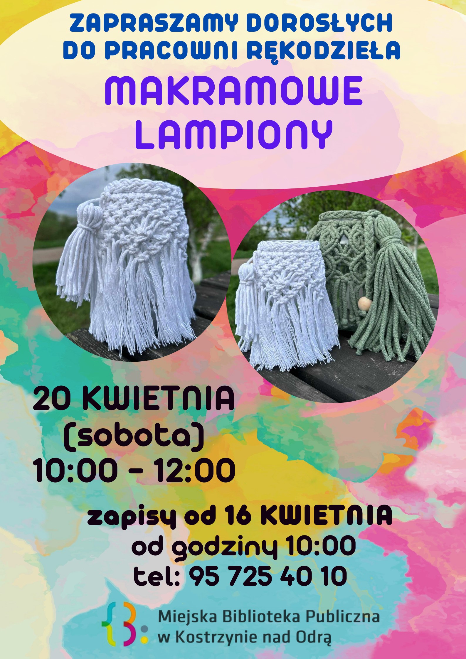 plakat informacyjny dot. warsztatów Makramowe Lampiony