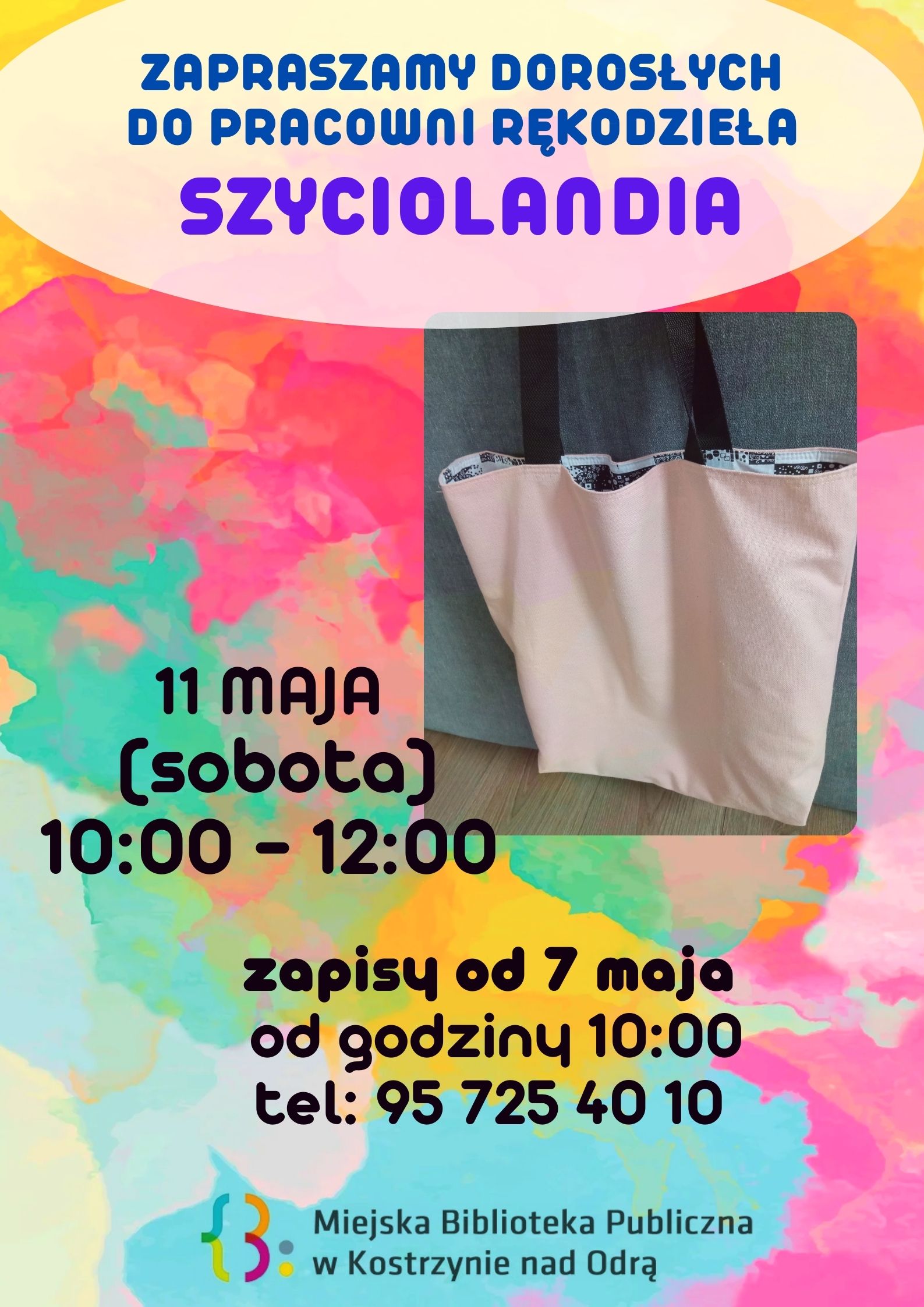 plakat informacyjny dot. zapisów na warszaty - Szyciolandia