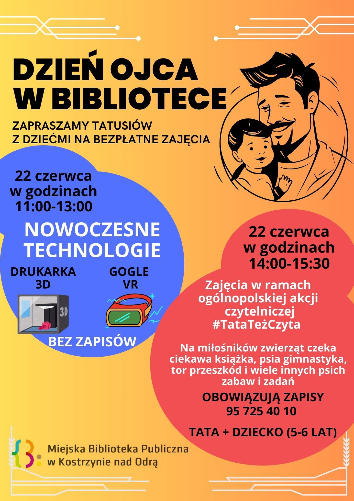 plakat informacyjny dot. Dzień Ojca w bibliotece