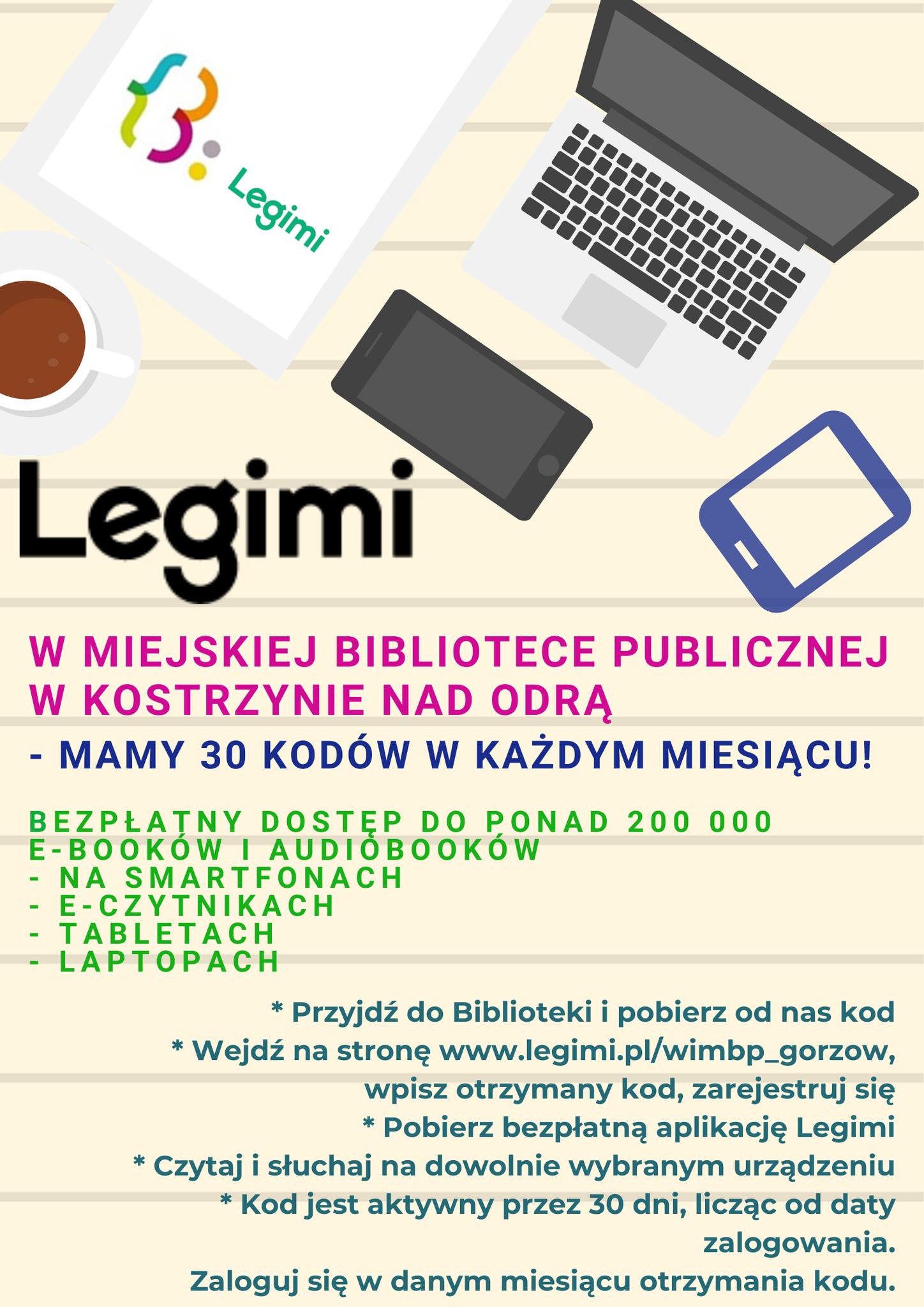 Plakat informacyjny - Nowe kody Legimi dostępne!