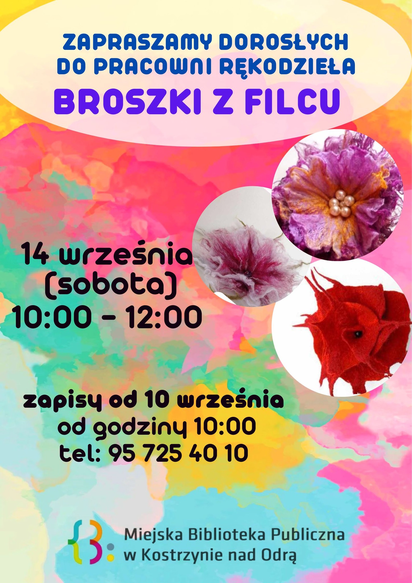 plakat informacyjny dot. zapisów na zajęcia Broszki z filcu