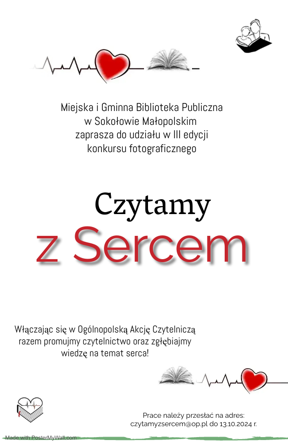 plakat informacyjny dot. ogolnopolskiej akcji czytamy z sercem