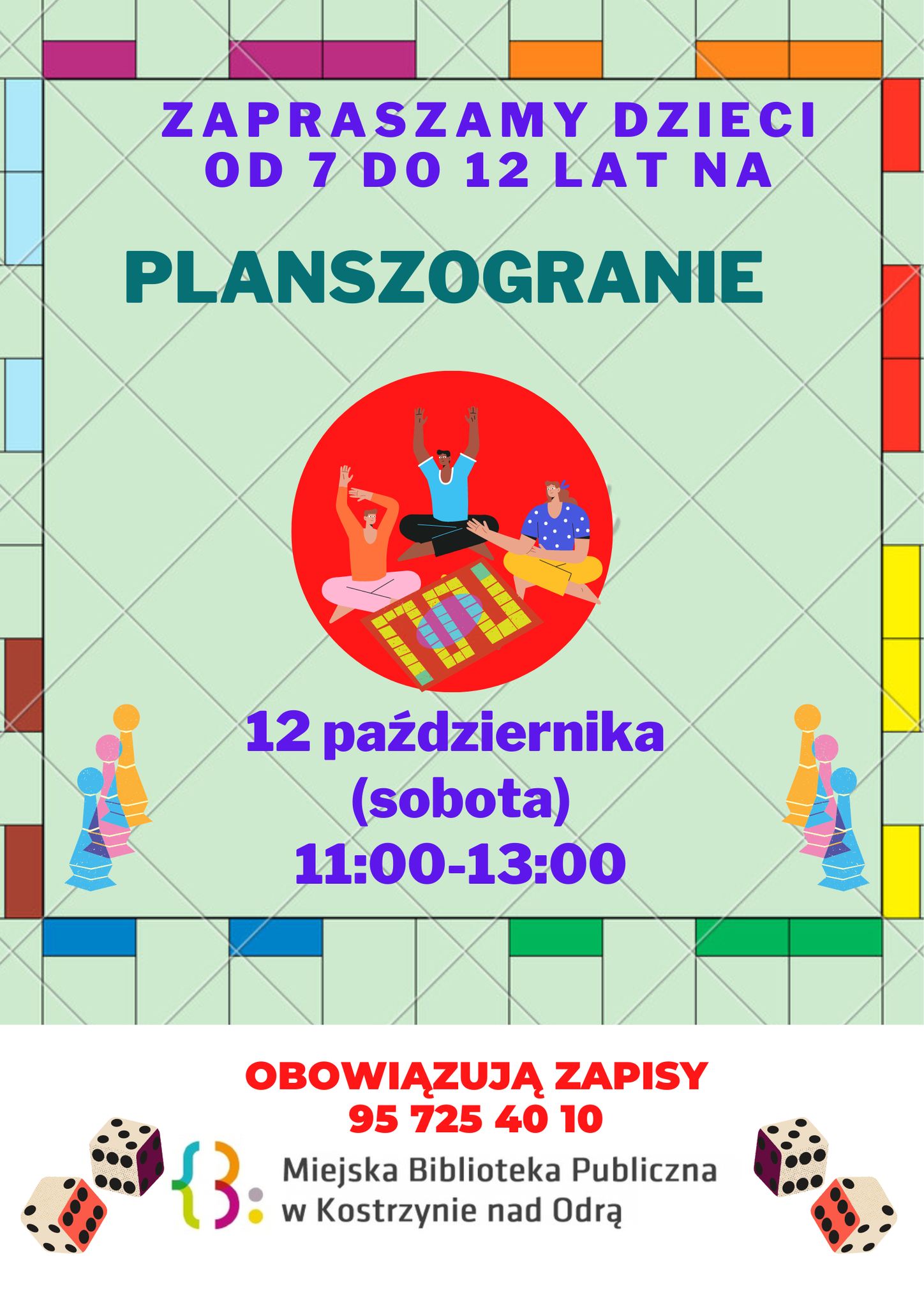 plakat informacyjny dot. zaproszenia na Planszogranie