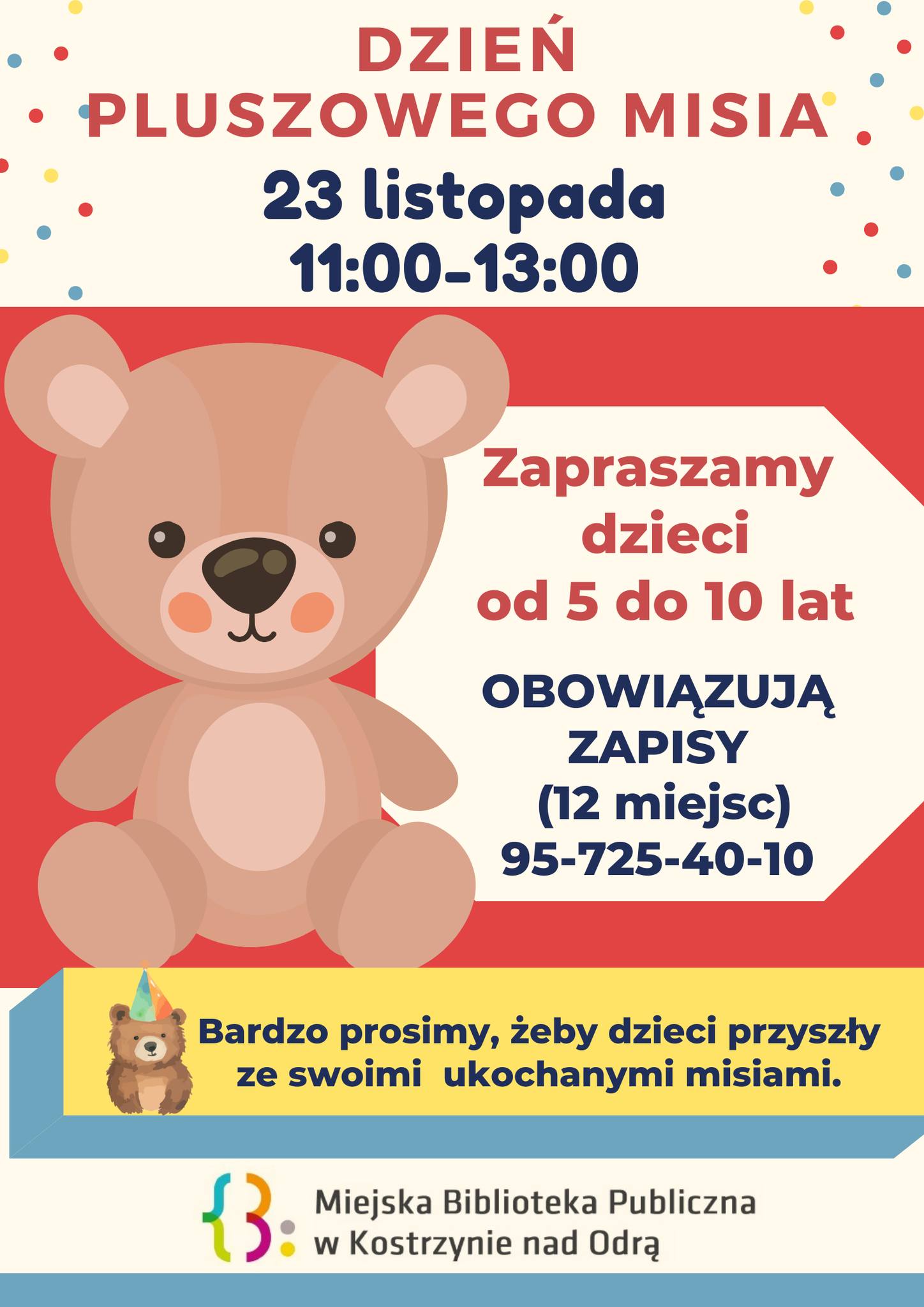 plakat informacyjny dot. zaproszenia na Dzień misia