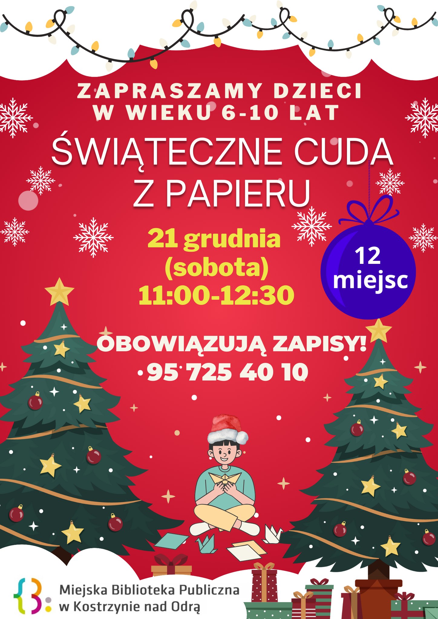 Świąteczne cuda z papieru - plakat informacyjny